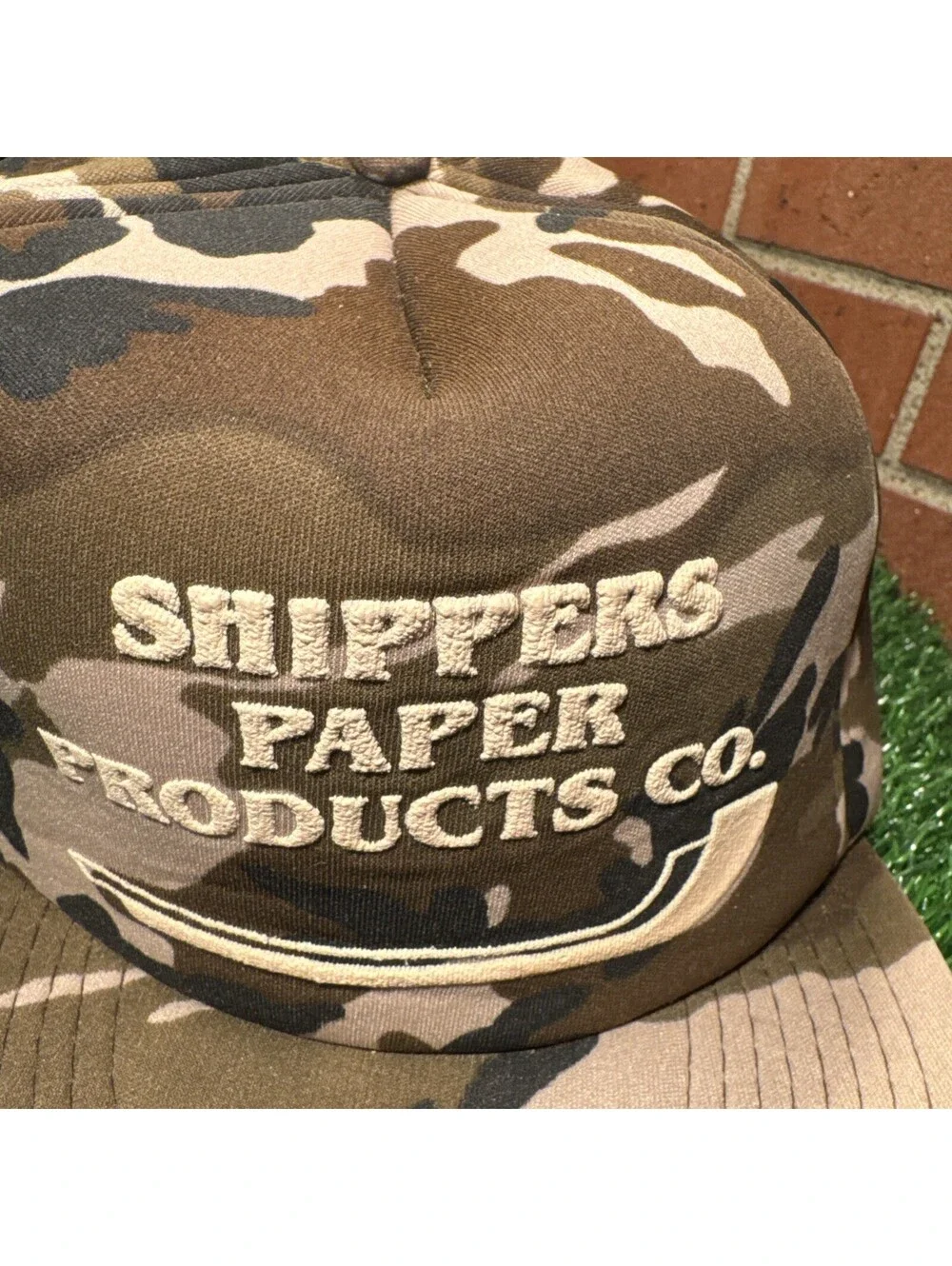 VTG 90’s Shippers Paper Products Co. Camouflage Snapback Hat